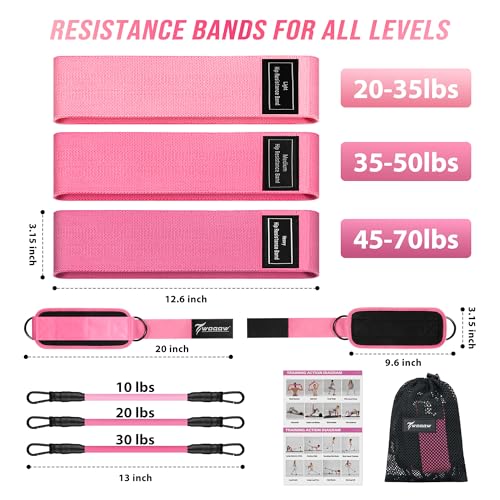 WOQQW Resistance Bands Set - Ankle Resistance Bands with Cuffs for Legs & Glute Workout, Fabric Booty Bands for Women, Home Gym Exercise Equipment for Hip, Pilates, Fitness, Yoga, Physical Therapy
