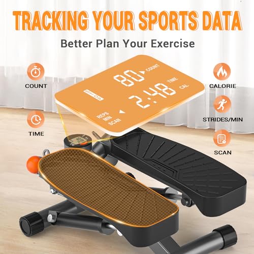 Steppers for Exercise at Home,Adjustable Height Mini Stepper with Resistance Bands,Stair Stepper with 350lbs Loading Capacity,Twist Stepper for Full Body Workout (Included Mat)