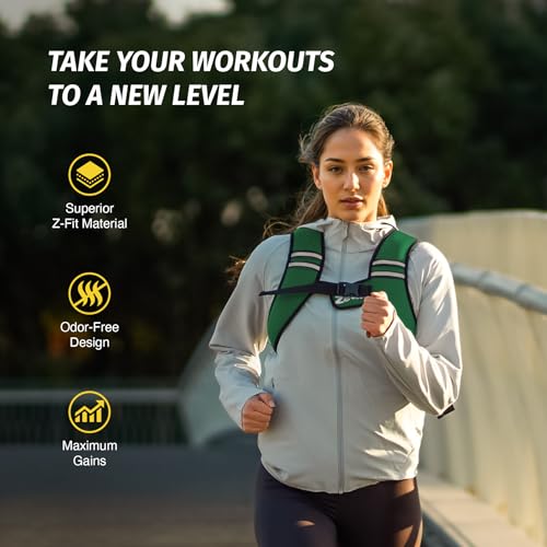 Zelus Weighted Vest for Women Men, Washable Z-Fit Weighted Vest 5/10/15lb - color: Green, size: 5 LB