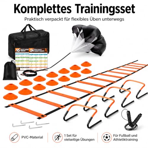 Multicolor Agility Ladder Set, Speed Agility Kit for Football Training, 12 Piece Speed Training Equipment for Kids, Full Training Set