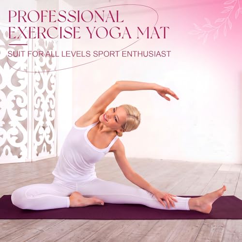 Funtery 3 mm Thin Yoga Mats Bulk, 68 x 24 in - color: Boysenberry