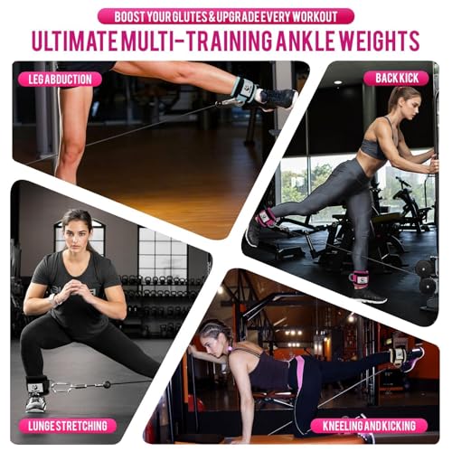 Ankle Strap for Cable Machine,Ankle Cuff for Kickbacks, Booty Hip Abductors,Glute Workouts, Leg Extensions, Curls for Men and Women, Adjustable with Double D-Rings