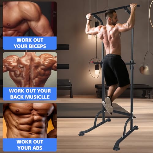 Dip Station Strength Training Dip Stands Station with Connecting Rod and Padded Handles for Home Gym & Fitness Training - color: Black-330lbs