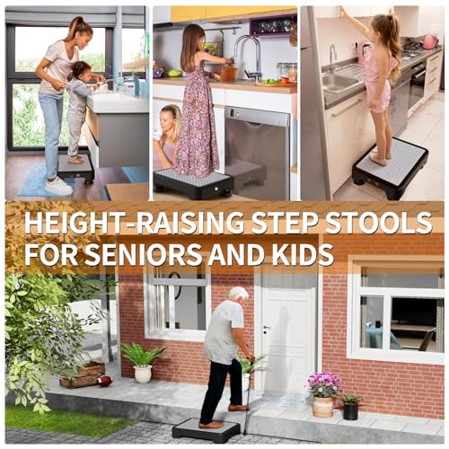 Ronlap Small Step Stools for Adults Car Step Stool for Elderly, Black-Gray - color: Black-gray