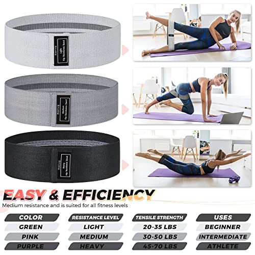 Renoj Resistance Bands for Working Out: 3-Set Professional Exercise Bands for Pilates, Yoga, Home Gym, Booty, Leg Training | Heavy/Medium/Light Fabric Loops for Women Men