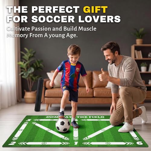 Soccer Training Mat Football Footstep Training Mat 35 * 24 in with Storage Bag Improve Footwork and Ball Control Non-Slip Silent