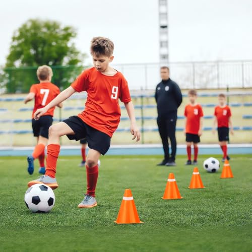 12 Pack 7 Inch Orange and White Cones Versatile Parking Cones,Traffic Cones,Dog Agility Cones,Soccer Cones for Training for Field,Driveway,Event Use