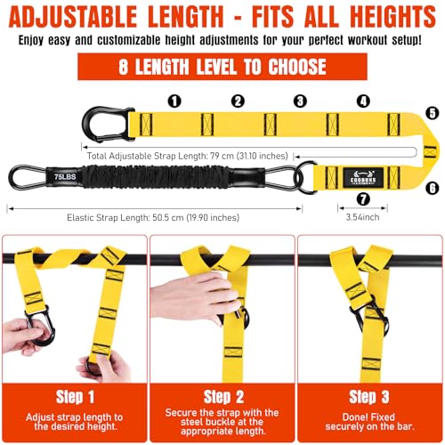 Pull Up Assistance Bands, 300lbs Heavy Duty Resistance Bands for Pull Ups with Adjustable Height, Fabric Feet Rest & Knee Support, Strength Training Pull Up Bar Assist Bands for Home Gym Workouts