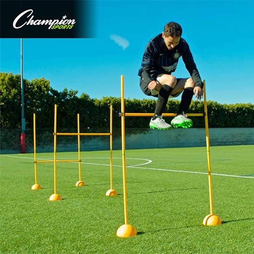 Champion Sports Agility Training Pole & Hurdle Sets – Speed, Footwork & Coordination Drills, Indoor/Outdoor PVC Poles