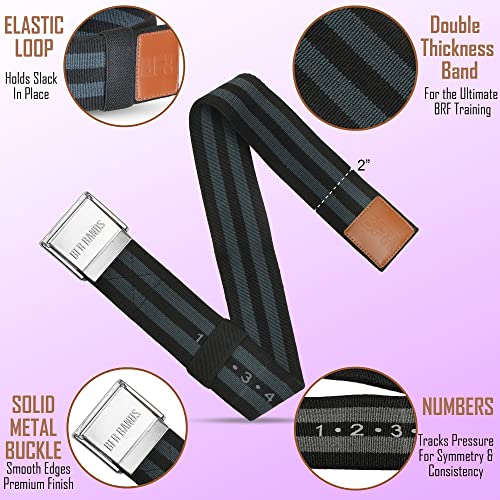 BFR Bands Blood Flow Restriction Bands - 2-Inch Booty Bands for Women Glute, Leg, and Thigh Workout - Occlusion Training Resistance Bands w/Elastic Strap and Buckle - (Set of 2)