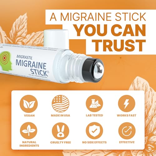 Migrastil Migraine Stick Rollon - Fast Cooling Comfort for Your Head. Aromatherapy with Peppermint & Other Essential Oils. Metal Roller. Made in USA - size: 0.3 Ounce (Pack of 1)