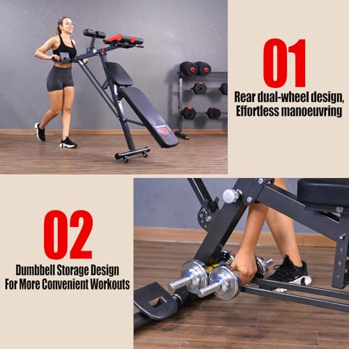K KiNGKANG Adjustable Weight Bench,Multi-Functional Roman Chair for Full All-in-One Body Workout Hyper Back Extension and Sit up - color: Daek Gray