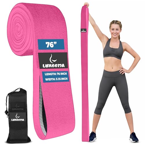 Premium 76" Extra Long Resistance Band for Working Out, 3" Wide Non-Slip Fabric Exercise Band for Stretching, Yoga, Strength Training & Physical Therapy