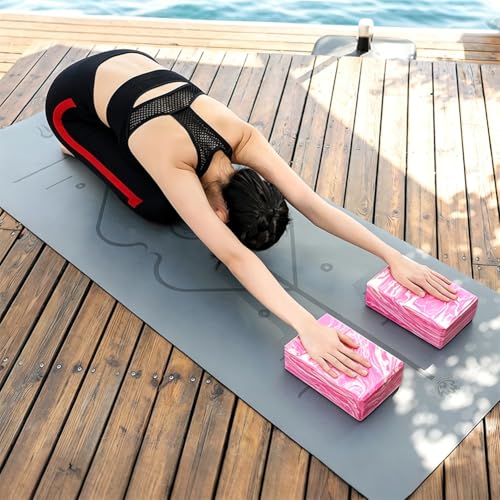 Yoga Blocks 2 Pack, Lightweight Premium EVA Foam Yoga Blocks, Non Slip Supportive Foam Blocks for Yogi, Pilates, Stretching and Meditation, Women Men Yogi Beginners Accessories - color: Purple Black