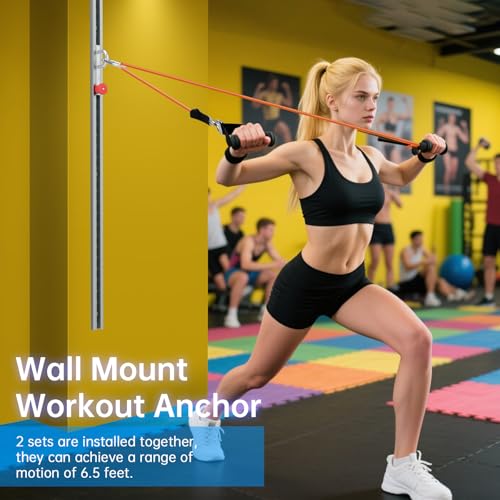 Resistance Bands Wall Anchor Exercise Equipment Platform Base(Length 40"),Adjustable Wall-Mounted Anchor Multi-Purpose Fitness System for Complete Full Body Strength Training