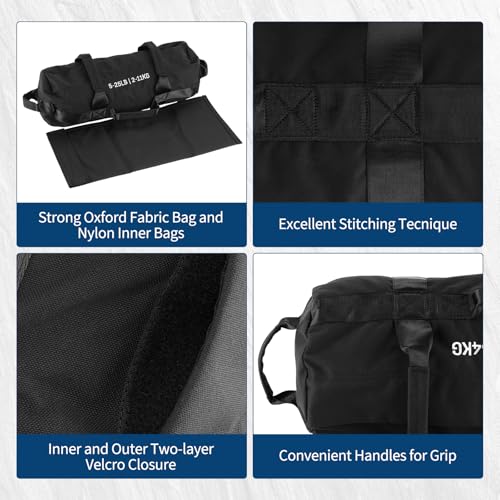 Garvee Sandbag for Fitness Weights Training,5-200 LBS Adjustable Weighted SandBag for Strength Powerlifting Running Home Gym Exercise,Black - size: 5-125 LBS(3 PCS)