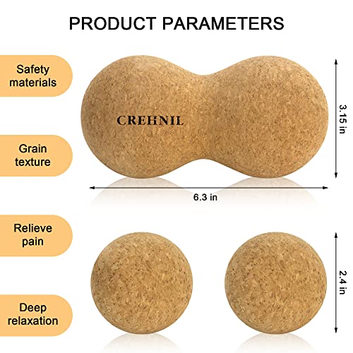 Natural Cork Peanut Massage Ball Roller Trigger Point Myofascial Release Double Lacrosse Massage Set