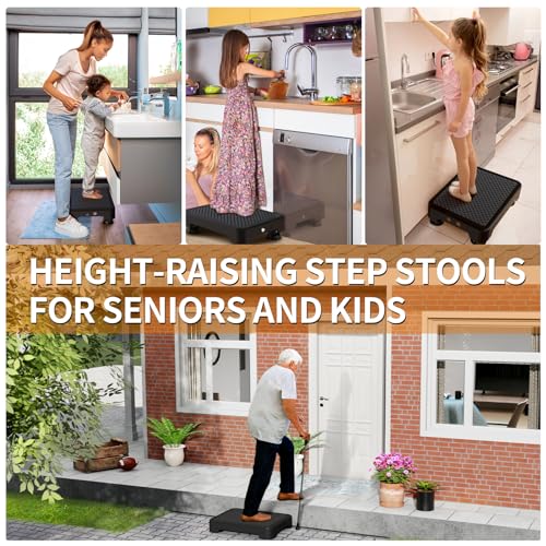 Ronlap Small Step Stools for Adults Car Step Stool for Elderly, Black-Black - color: Black-black