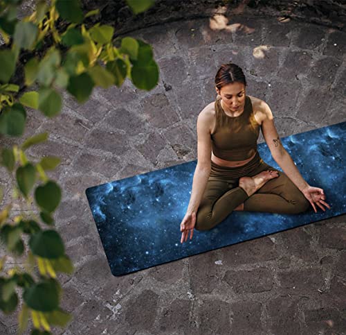 nuveti Printed Travel Yoga Mat-1/16 Inch Thick Non Slip Fitness Workout Mat with Carrying Bag, Foldable Lightweight Suede & Natural Rubber Yoga Mat for Yoga Pilates and Fitness 72" L x 24" W x 1.5mm - color: MengHuan