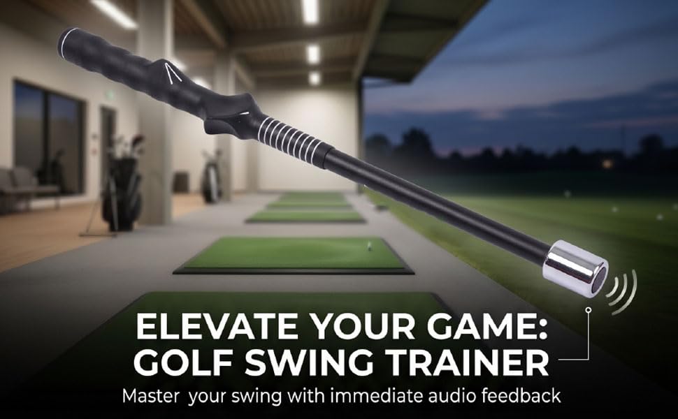 Golf Swing Trainer, Grip Correction Swing Click Feedback Training Aid Weighted Portable Indoor Outdoor Practice Stick for Beginner Tempo Golfers, Golf Gifts for Men