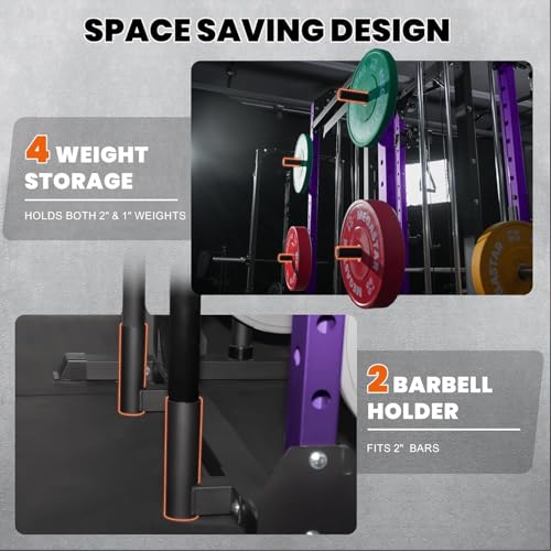 Smith Machine, 2600LBS Squat Rack, 7-in-1 Home Gym Cage with Adjustable Safety Bars, Pull-Up & LAT Pulldown - color: Purple, size: P107 Only Smith Machine