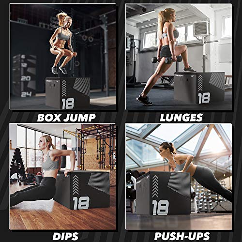 Philosophy Gym Soft Foam Plyo Box, Stackable Plyometric Jump Box for Home Gym, HIIT, Jumps, Step-Ups, Agility and Strength Training