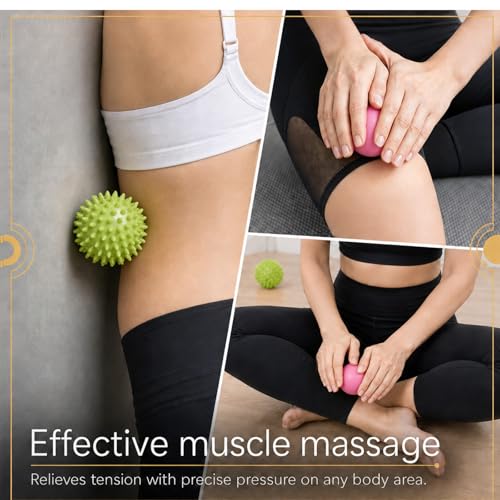 3-in-1 Massage Balls Set,Hard, Medium, Soft Spiky Balls + Smooth Ball for Deep Tissue & Myofascial Release, Plantar Fasciitis Relief, Massage Roller for Feet, Back, Hands, Physical Therapy