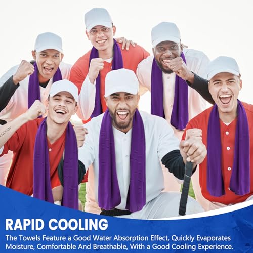 100 Pack Cooling Towels, 40"x12" Cooling Towels for Neck and Face Breathable Soft Chilly Sweat Rag Microfiber Sport Rags for Gym Yoga Golf Running - color: Purple
