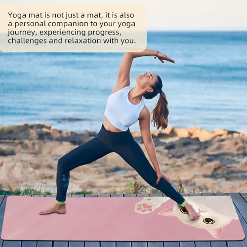 FOLAI Extra Thick Yoga Mat 6mm,pilates mat thick - Non-Slip Exercise Mat for HIIT, Pilates & Home Workouts & Workout with Free Carry Strap - color: pink cat
