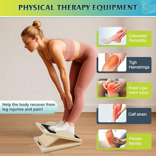 ZIFTY Slant Board for Exercise 4-in-1 Professional Wooden Balance Board, Premium Calf Stretcher and Wobble Board for Effective Calf Stretching and Squats, Calf Stretcher Slant Board