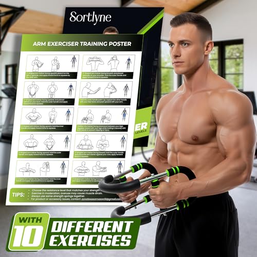 Twister Arm Trainer, Adjustable 12 Resistance Levels, 20-110 Lbs with 4-Springs, Twister Arm Workout Bar for Upper Body Exerciser and Chest Workout Equipment, Portable Home Gym Chest Trainer