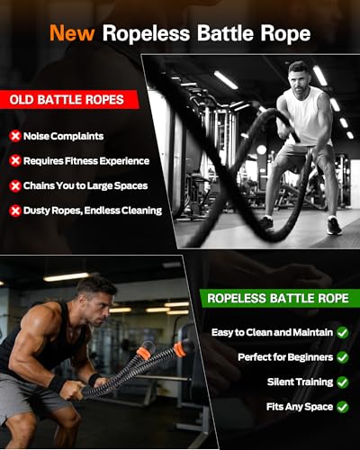 VividPulse 2PCS Weighted Ropeless Battle Ropes for Home Gym - Portable & Quiet Training Rope for HIIT, Strength & Low-Impact Cardio - Full Body Workout Equipment for Men & Women