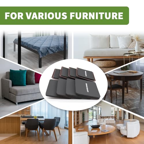 Furniture Sliders for Carpet and Hardwood, 8 PCS 5", Brown - size: Square 8 PCS 5'' Brown