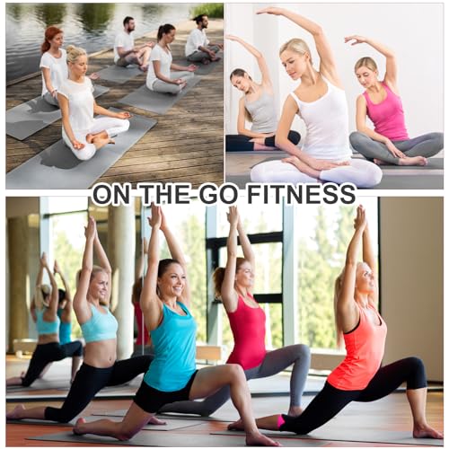 Funtery 3 mm Thin Yoga Mats Bulk, 68 x 24 in - color: Grey