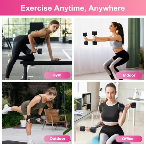 Adjustable Dumbbell Set of 2, Total 20 LB Pair (4,6,8,10 LB) - color: Black