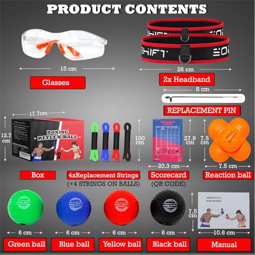 Soul Shift - Boxing Reflex Ball ā Dual Competition Set | 2 Adjustable Headbands + 2 Training Balls + App Included | Speed, Agility & Hand-Eye Coordination for Adults & Kids | MMA Training Equipment - style: Family Pack (No App - 4 Balls - Reaction Ball -