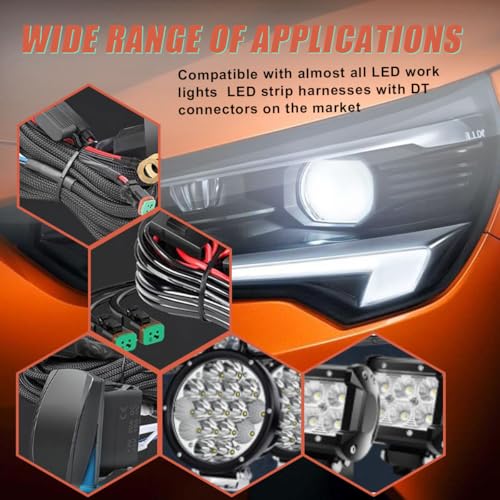 2PCS 2Pin Deutsch DT DTP Adapters Connectors Splitters - Universal Plug and Play Y-Shape Wiring Harness Splitters Waterproof for LED Cubes Work Light LED Light Bar Pod Fog Driving Lights