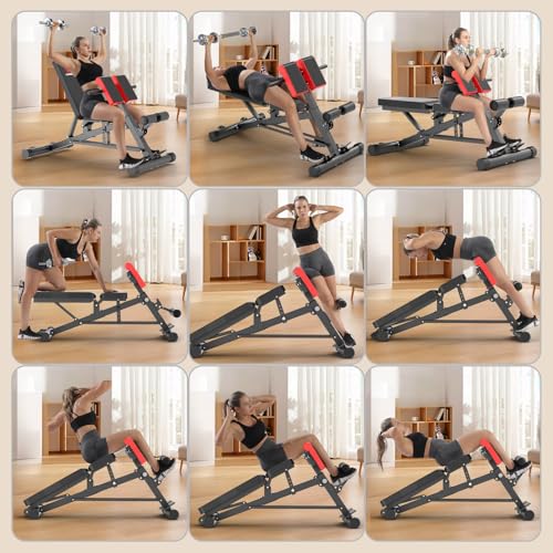 K KiNGKANG Adjustable Weight Bench,Multi-Functional Roman Chair for Full All-in-One Body Workout Hyper Back Extension and Sit up - color: Daek Gray