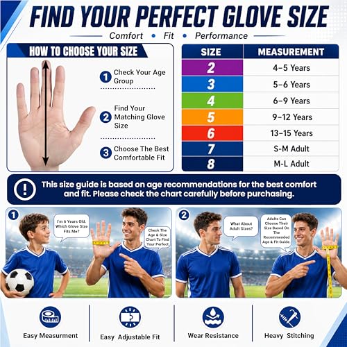 Soccer Goalkeeper Gloves for Kids Boys Children Youth Football Goalie Gloves with Strong Grips