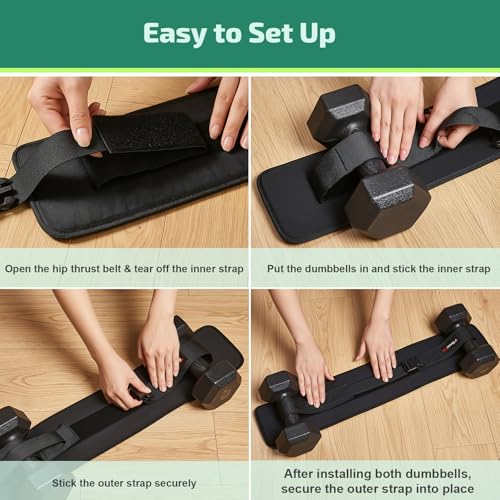 Hip Thrust Belt for Dumbbells, Kettlebells & Plates – ThrustFlex Booty Belt for Hip Thrust with Anti-Slip Neoprene Pad, Adjustable Glute Bridge Belt for Heavy Home Gym Workouts, Supports 400 lbs