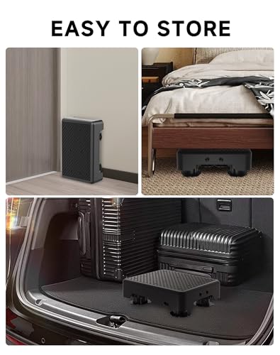 Adjustable Step Stool for Adults, Bed Step Stools, 600 LBS Capacity Safety Wide Step Platform, Indoor and Outdoor Steps for Seniors, Non-Slip Stepping Stool Elderly Assistance, Black
