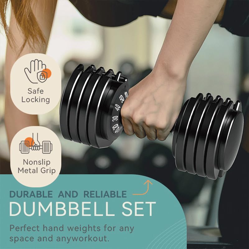 Adjustable Dumbbell Set of 2, 50/100/110lbs Free Weights Dumbbell Set - size: 50LBS Pair - A