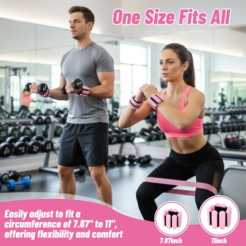 2 PCS Ankle Weights for Women and Men Adjustable Wrist Weighted Training Bracelet Wrist Ankle Set for Walking Running Yoga Pilates Strength Foot weights for exercise Workout Pink 1Lbs