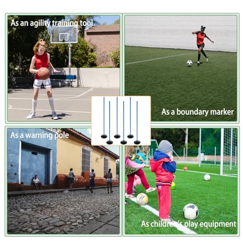 Blue Soccer Agility Poles Set Detachable Sports Trainning Speed Pole Slalom Poles with Rubber Base Sport Traning Equipment