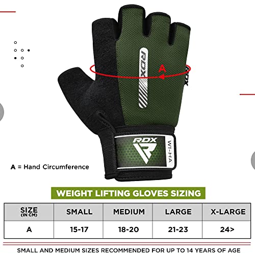 RDX Weight Lifting Gloves Gym Fitness Workout, Anti Slip Padded Full Palm Protection, Ultra Ventilated, Bodybuilding Strength Training HIIT WOD Exercise, Half Finger Men Women Cycling Rowing Climbing - color: Army Green, size: Medium