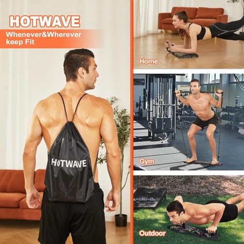 Push Up Board, Portable Workout Equipment with 20 Gym Accessories. PushUp Board & Plank Trainer, Resistance Bands with Ab Wheel, Exercise at Home For Men and Women