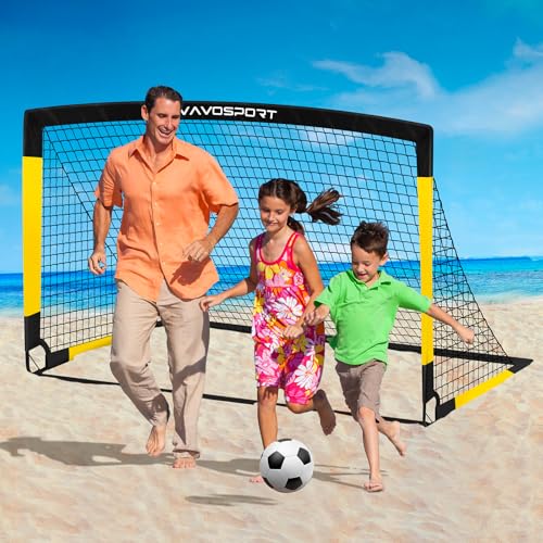 Kids Soccer Goals for Backyard Set, 2 of 4x3 / 6x4 ft Portable Soccer Goal Nets, Pop Up Mini Toddler Soccer Net Training Equipment & Ball, Cones for Ages 3-14, Outdoor Games Gifts for Kids