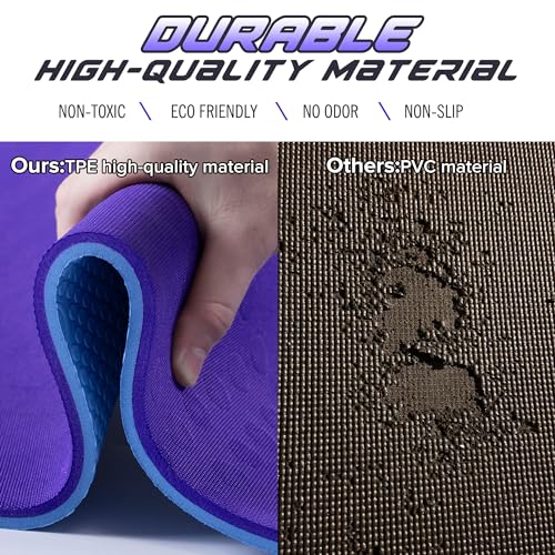 JELS Extra Thick Yoga Mat, 2/5 inch, Ergonomic 3D Non Slip Design, SGS Certified TPE Material, Yoga Mat for Men Women with Carrying Strap,Exercises Mat for Yoga, Pilates and Floor Workout(72"x26")…