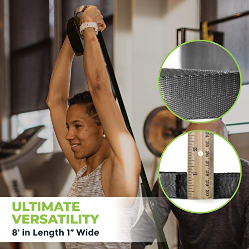 Stretching Strap for Physical Therapy, 12 Multi-Loop Stretch Strap 1" W x 8' L, Neoprene Handles, Physical Therapy Equipment, Yoga Straps for Stretching, Leg Stretcher. - color: Black/Grey