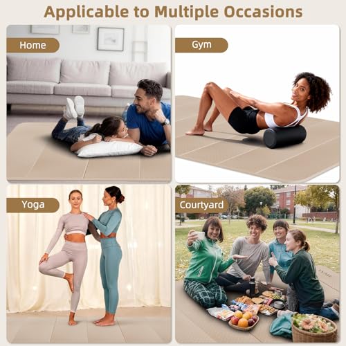 Large Yoga Mat, 74"x47.2" Extra Wide & Long Foldable Yoga Mat, 0.4" Thick Folding Yoga Mat, 2-Person Workout Mat for Home Gym, Extra Large Non-Slip Fitness Mat for HIIT, Yoga, Stretching, Portable Design for Easy Storage